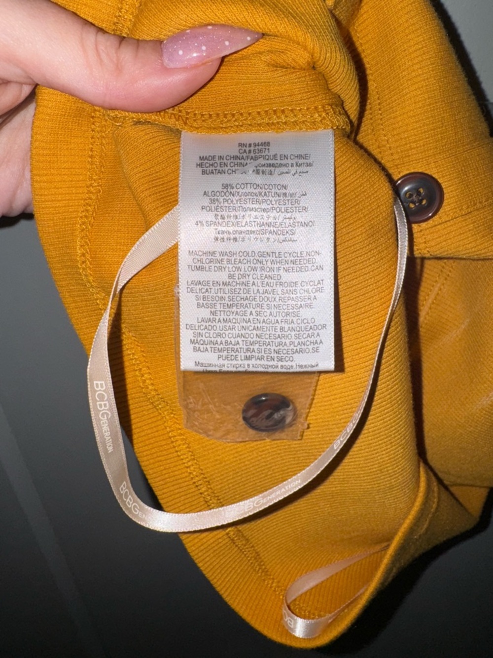 BCBGeneration Mustard Yellow Button-Front Cropped Tank - Picture 3 of 3